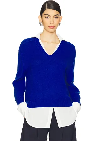 BROCHU WALKER Jersey de capas con cuello en v en color azul talla L en - Blue. Talla L (también en M, S, XS).