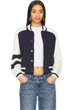 Central Park West Cazadora cable sleeve knit en color talla M en - Navy. Talla M (también en S, XS).