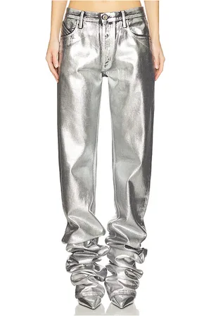 The Attico Long pant en color metálico talla 24 en - Metallic Silver. Talla 24 (también en 25, 26, 27, 28, 29).