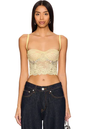 Des Phemmes Top con busto de encaje en color amarillo limon talla 38/XS en - Lemon. Talla 38/XS (también en 40/S, 42/M).
