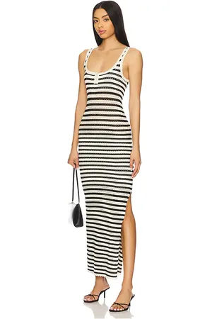 Amanda Uprichard Vestido seine en color negro, blanco talla L en - Black,White. Talla L (también en M, XL).