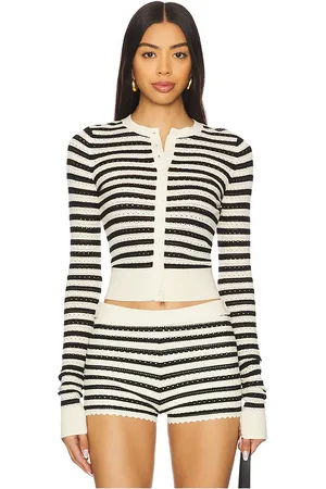 Amanda Uprichard Cárdigan seine en color negro, blanco talla M en - Black,White. Talla M (también en S, XL).