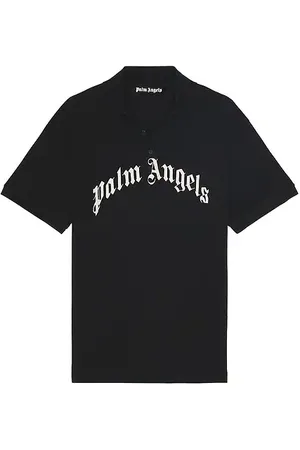 Palm Angels Curved logo short sleeve polo en color talla L en - Black. Talla L (también en M, S, XL/1X).