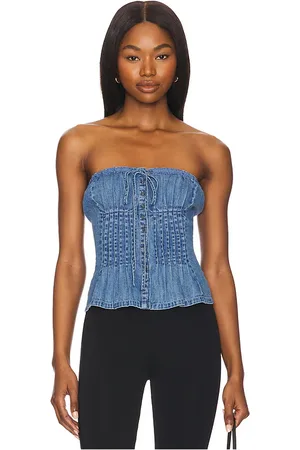 Free People Top tubo denim wink wink en color azul talla L en - Blue. Talla L (también en M, S, XL, XS).