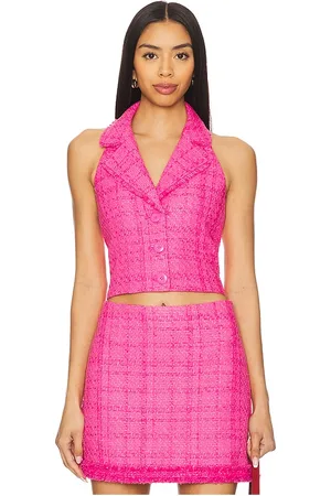 ALICE+OLIVIA Meri cropped halter blazer top en color rosado talla 0 en - Pink. Talla 0 (también en 2, 4, 6, 8).