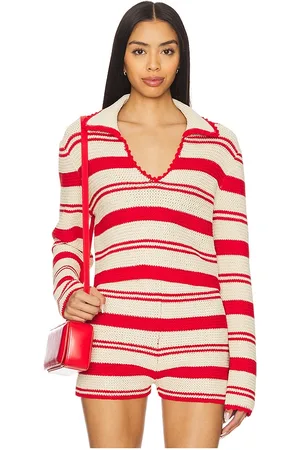 AKNVAS Top corto de punto de dos tonos rowan en color rojo talla L en - Red. Talla L (también en M, S, XS).