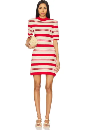 AKNVAS Vestido de punto de dos tonos aidan en color rojo talla L en - Red. Talla L (también en M, S, XS).
