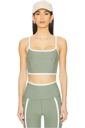 Beyond Yoga Tanque alto recortado spacedye new moves en color verde salvia talla L en - Sage. Talla L (tam