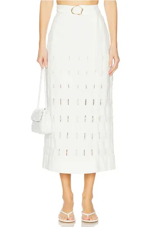 AMUR Falda midi texturizada jay en color blanco talla 10 en - White. Talla 10 (también en 12, 2, 4, 6, 8).