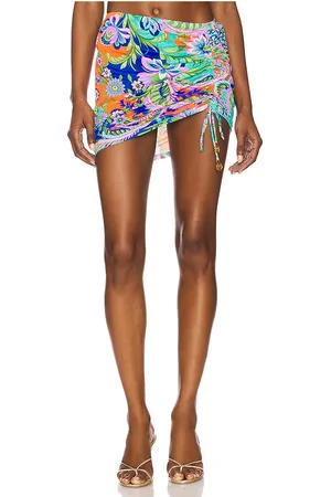 Luli Fama Minifalda en color orange,teal talla L en - Orange,Teal. Talla L (también en M, S, XS).