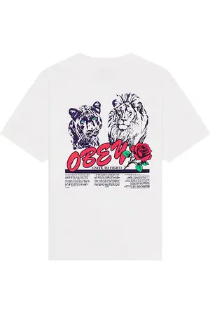 Obey Camiseta unite & fight en color blanco talla L en - White. Talla L (también en M, S, XL/1X).