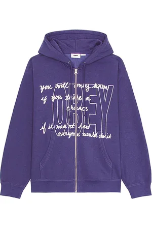 Obey Sudadera con capucha con cremallera chance en color azul talla L en - Blue. Talla L (también en M, S, XL/1X).