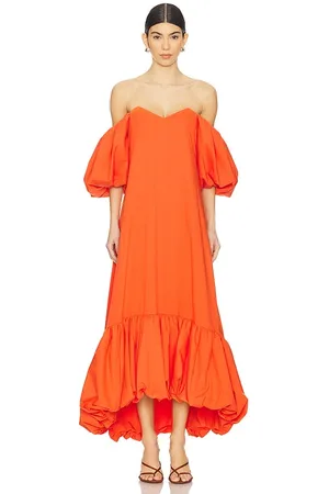 Caroline Constas Vestido midi lucia en color naranja talla S en - Orange. Talla S (también en XS).