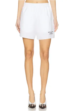 OFF-WHITE Shorts con cintura elástica bordada poplin en color blanco talla 36 en - White. Talla 36 (también en 38, 40, 42).