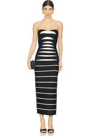 Hervé Léger Vestido largo cameron en color negro talla L en - Black. Talla L (también en M, S).