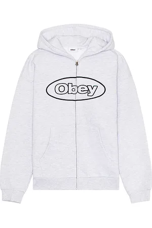 Obey Sudadera con capucha con cremallera oval en color gris claro talla L en - Light Grey. Talla L (también en M, XL/1X).