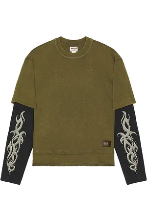 Guess Camiseta manga larga double layered en color verde talla L en - Green. Talla L (también en M, S, X