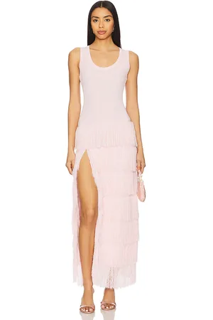 AKNVAS Vestido de punto con flecos donzetta en color rubor talla L en - Blush. Talla L (también en M, S).