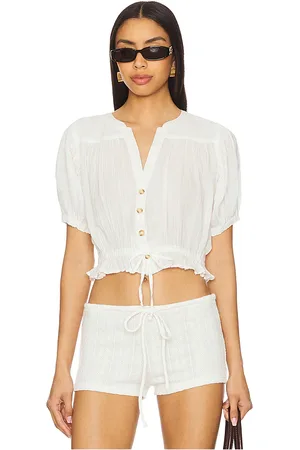 Free People Camisa little cloud en color blanco talla L en - White. Talla L (también en M, S, XS).