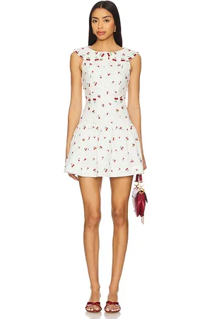 For Love & Lemons Minivestido beaded cherries en color talla S en - White. Talla S (también en L, M, XS).