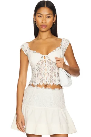 For Love & Lemons Doily lace top en color talla L en - Cream. Talla L (también en M, S, XS).
