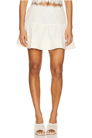 For Love & Lemons Minifalda doily en color talla L en - Cream. Talla L (también en M, S, XS).