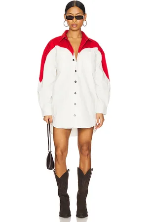 Fiorucci Vestido camisero de mezclilla con corazón en color blanco talla 36 en - White. Talla 36 (también en 38, 40).