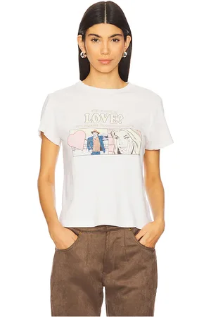 RE/DONE Camiseta love en color crema talla M en - Cream. Talla M (también en S, XS).