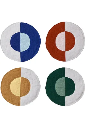 Misette Linen embroidered coasters set of 4 en color rojo talla all en - Red. Talla all.