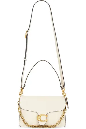 Coach Bolso smooth leather chain tabby en color crema talla all en - Cream. Talla all.