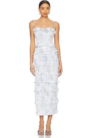 V. Chapman Vestido midi lily en color bebe azul talla 0 en - Baby Blue. Talla 0 (también en 2, 4, 6).