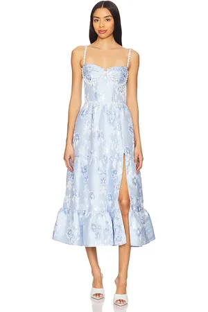 V. Chapman Vestido midi lorenza en color azul talla 0 en - Blue. Talla 0 (también en 4).