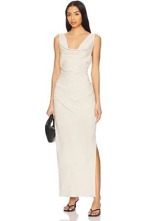 SOVERE Vestido midi bella en color beige talla M en - Beige. Talla M (también en S, XL, XS).