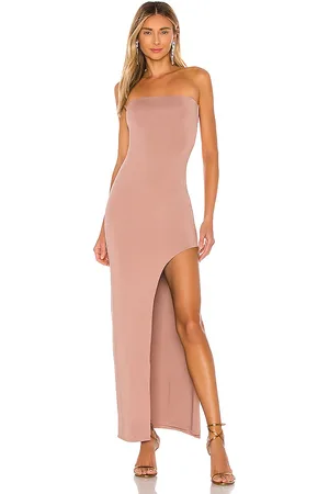 superdown Vestido maxi con abertura toni en color taupe talla L en - Taupe. Talla L (también en M, S, XL, XS, XXS).