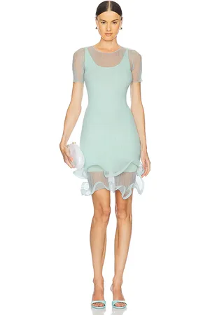 Simkhai Mini vestido de manga corta jett en color bebe azul talla L en - Baby Blue. Talla L (también en M, S, XS).