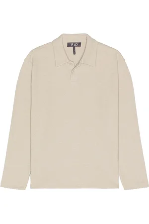 WAO The textured long sleeve polo en color marrón talla L en - Brown. Talla L (también en M, S, XL/1X).