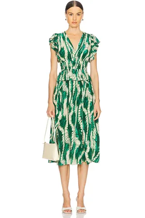 ULLA JOHNSON Vestido midi brielle en color verde talla 0 en - Green. Talla 0 (también en 2, 4).