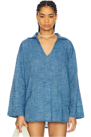 Seafolly Camisa longline beach en color azul talla L en - Blue. Talla L (también en M, S, XL, XS).
