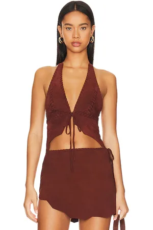 Lovers And Friends Suede leather top en color marrón talla M en - Brown. Talla M (también en XL).