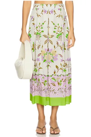 MISA Falda midi aggie en color white,purple talla L en - White,Purple. Talla L (también en M, S, XL, XS).