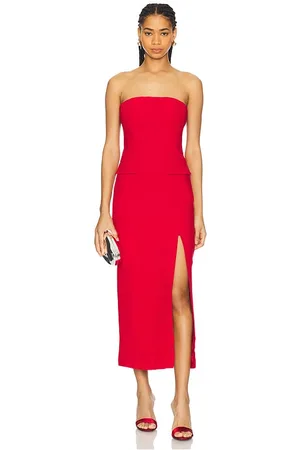 Bardot Vestido midi sin tirantes nikki en color rojo talla 10 en - Red. Talla 10 (también en 12, 2, 4, 6, 8).