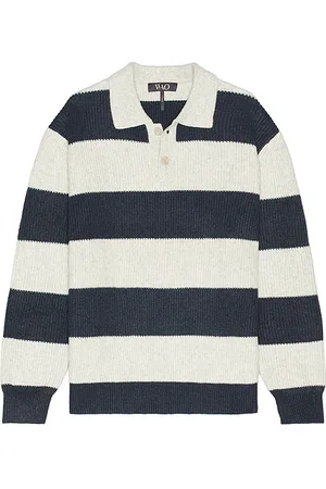 WAO Striped long sleeve polo en color talla S en - Green. Talla S (también en XL/1X).