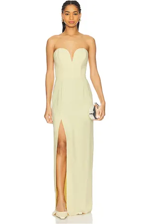 Amanda Uprichard Vestido largo cherri en color amarillo limon talla L en - Lemon. Talla L (también en M, S, XL, XS).
