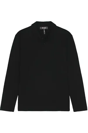 WAO The textured long sleeve polo en color talla L en - Black. Talla L (también en M, S, XL/1X).