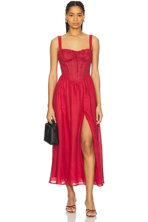 Bardot Vestido midi esra en color rojo talla 10 en - Red. Talla 10 (también en 2, 4, 6, 8).