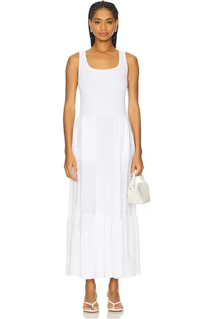 SUNDRY Vestido midi mixed media en color blanco talla L en - White. Talla L (también en M, S, XL, XS).