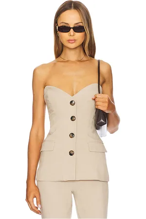 Bardot Top con botón delantero kylian en color talla 10 en - Tan. Talla 10 (también en 12, 2, 4, 6, 8).