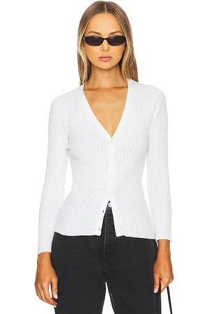 ENZA COSTA Cárdigan de lino con cuello en v en color talla L en - White. Talla L (también en S, XS).
