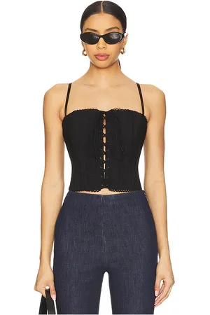 DANIELLE GUIZIO Scallop lace up corset en color talla L en - Black. Talla L (también en M, S, XS, XXS).