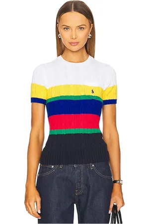 Ralph Lauren Suéter de manga corta con cable a rayas en color royal,red talla L en - Royal,Red. Talla L (tamb
